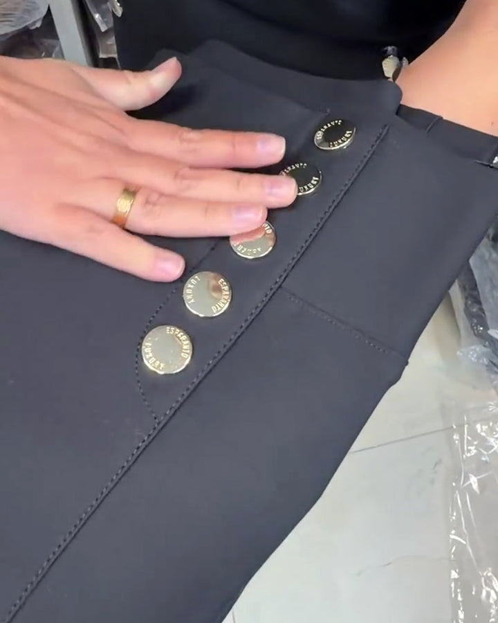 Elegantní strečové kalhoty s knoflíky
