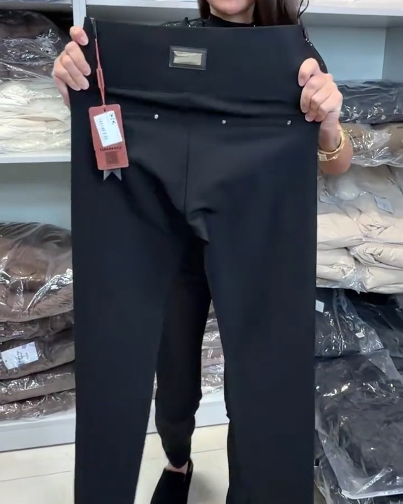 Elegantní kalhoty s kapsami a pružným pasem