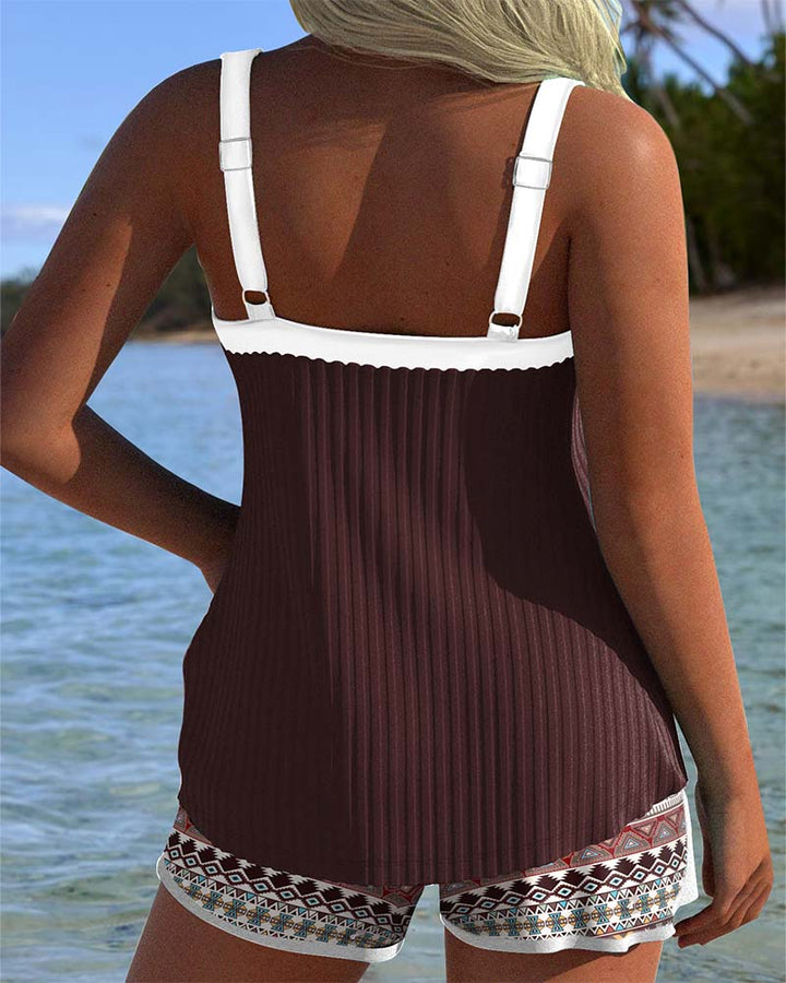 Žebrované plavky tankini s nohavičkami