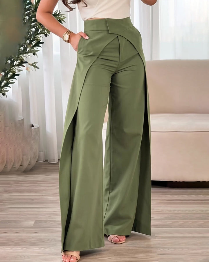 Pohodlné široké kalhoty s překříženým designem