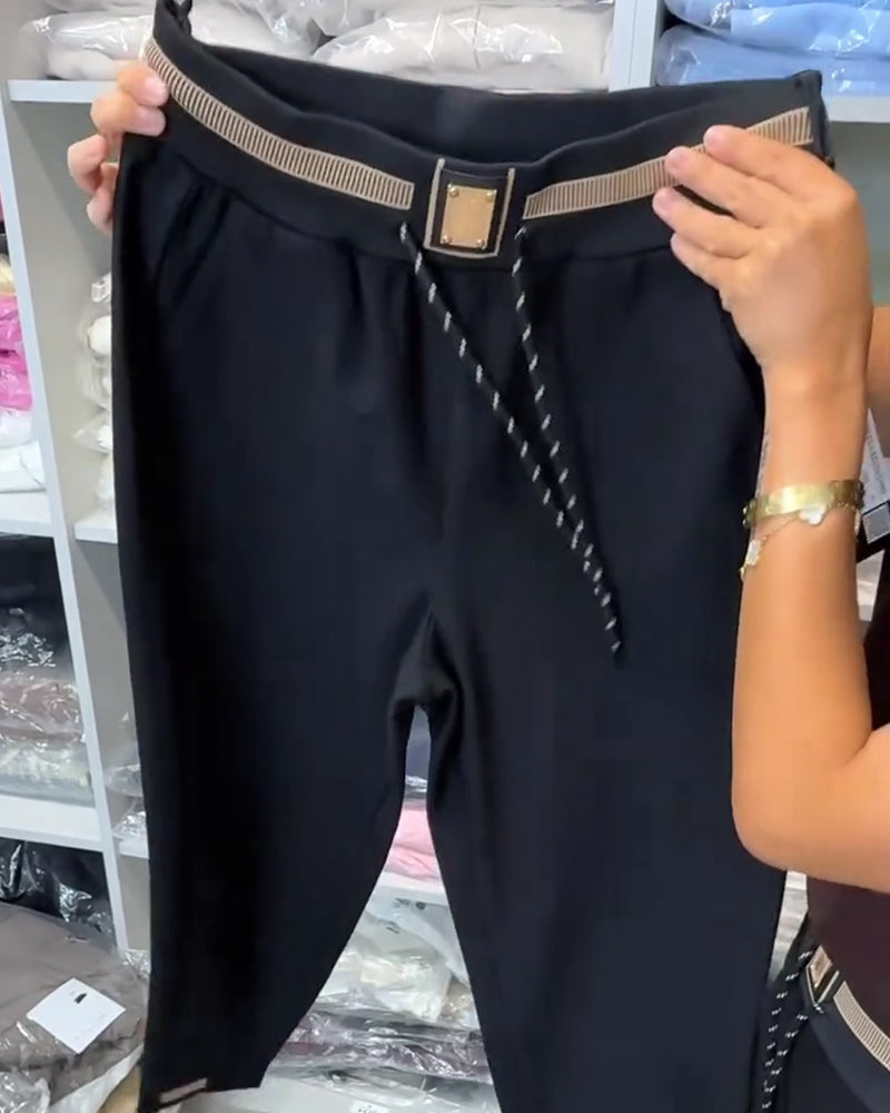 Elegantní kalhoty s kapsami a pružným pasem