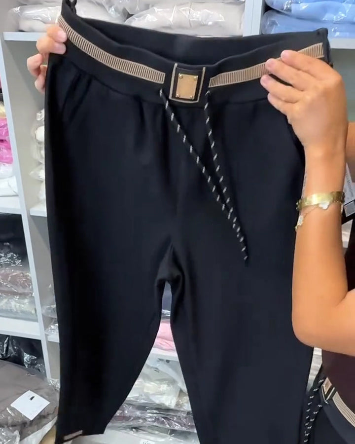 Elegantní kalhoty s kapsami a pružným pasem