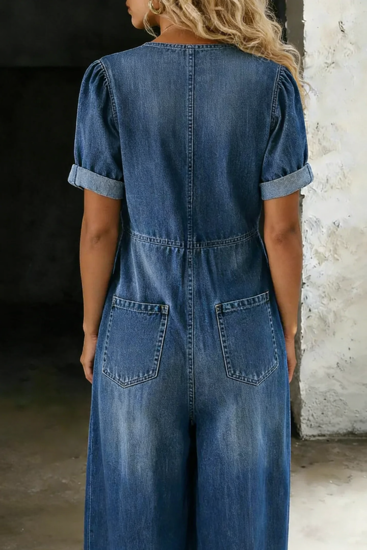 Garance | Kombinéza denim s výstřihem do V