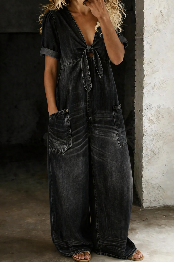 Garance | Kombinéza denim s výstřihem do V