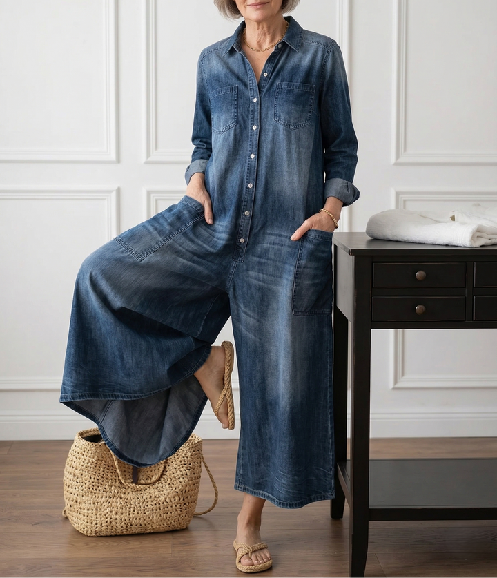 Anaïs | Vintage denim kombinéza s knoflíky
