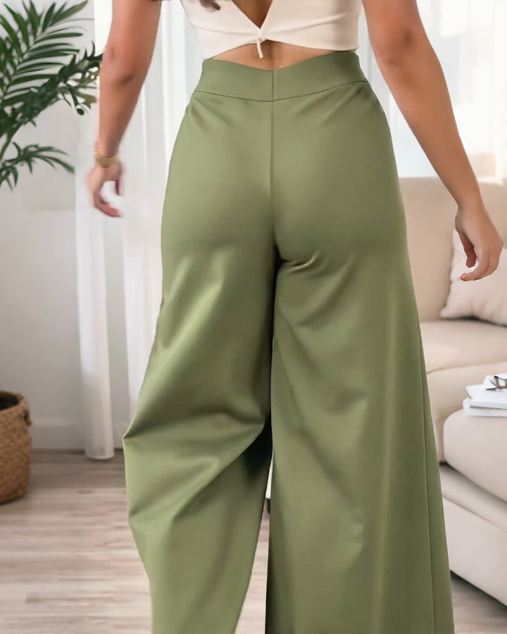 Pohodlné široké kalhoty s překříženým designem