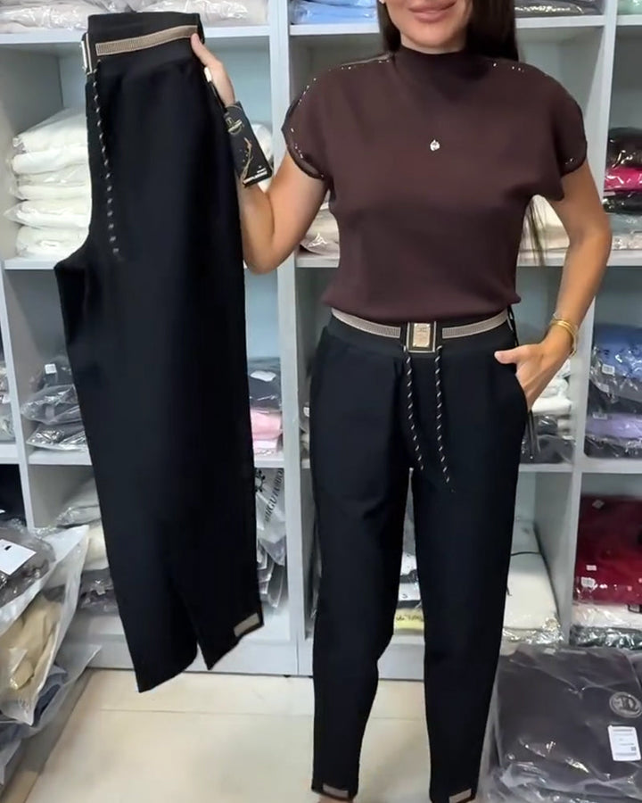 Elegantní kalhoty s kapsami a pružným pasem