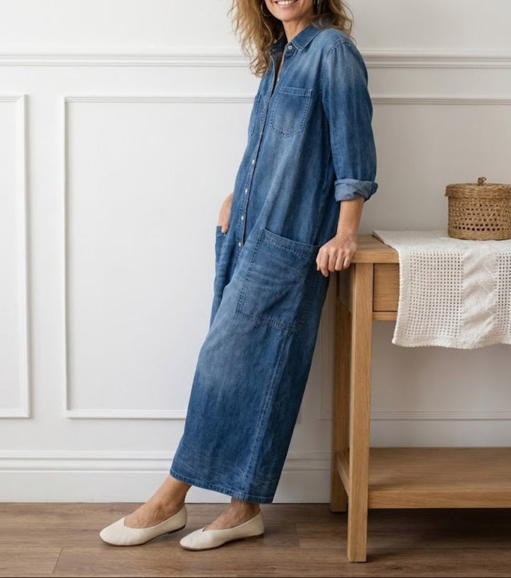 Anaïs | Vintage denim kombinéza s knoflíky