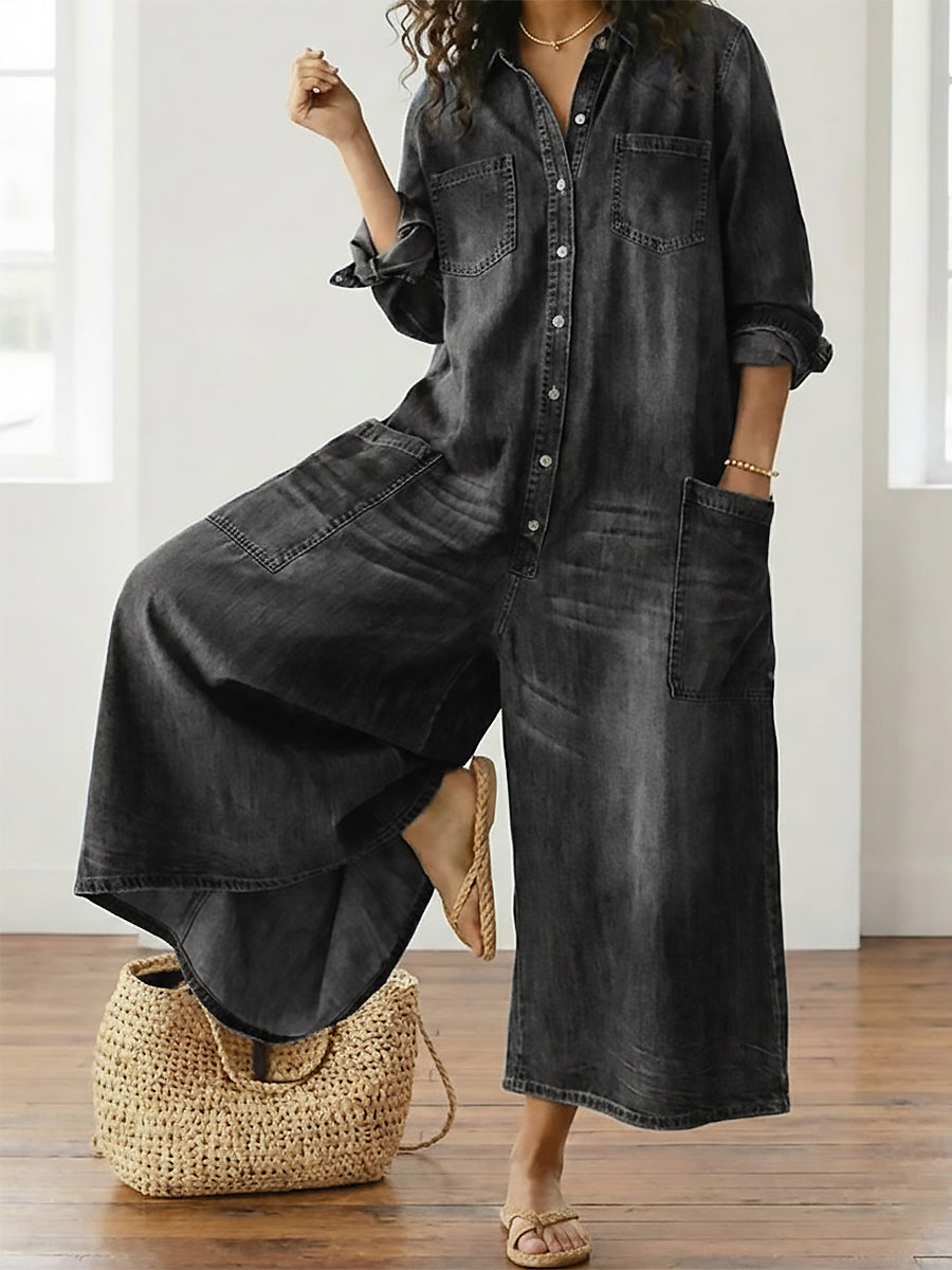 Anaïs | Vintage denim kombinéza s knoflíky