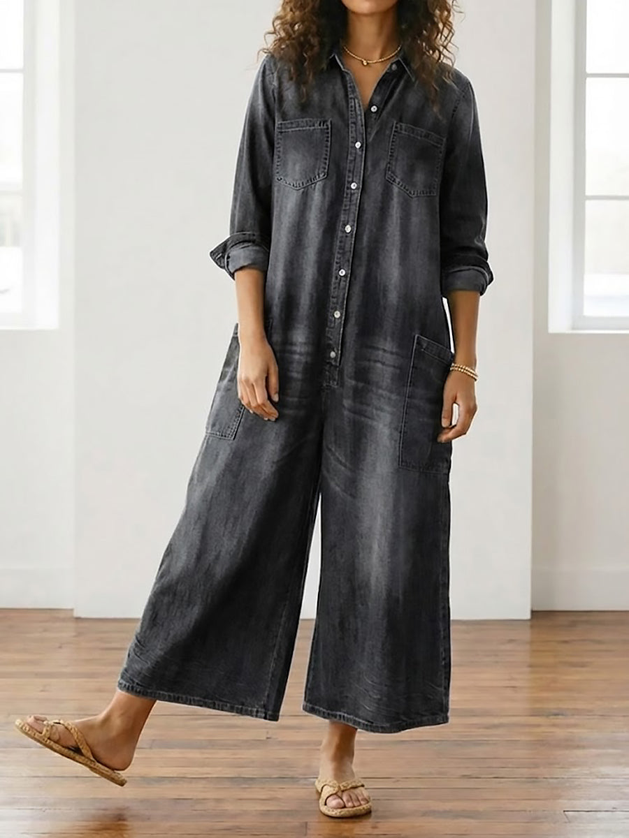 Anaïs | Vintage denim kombinéza s knoflíky