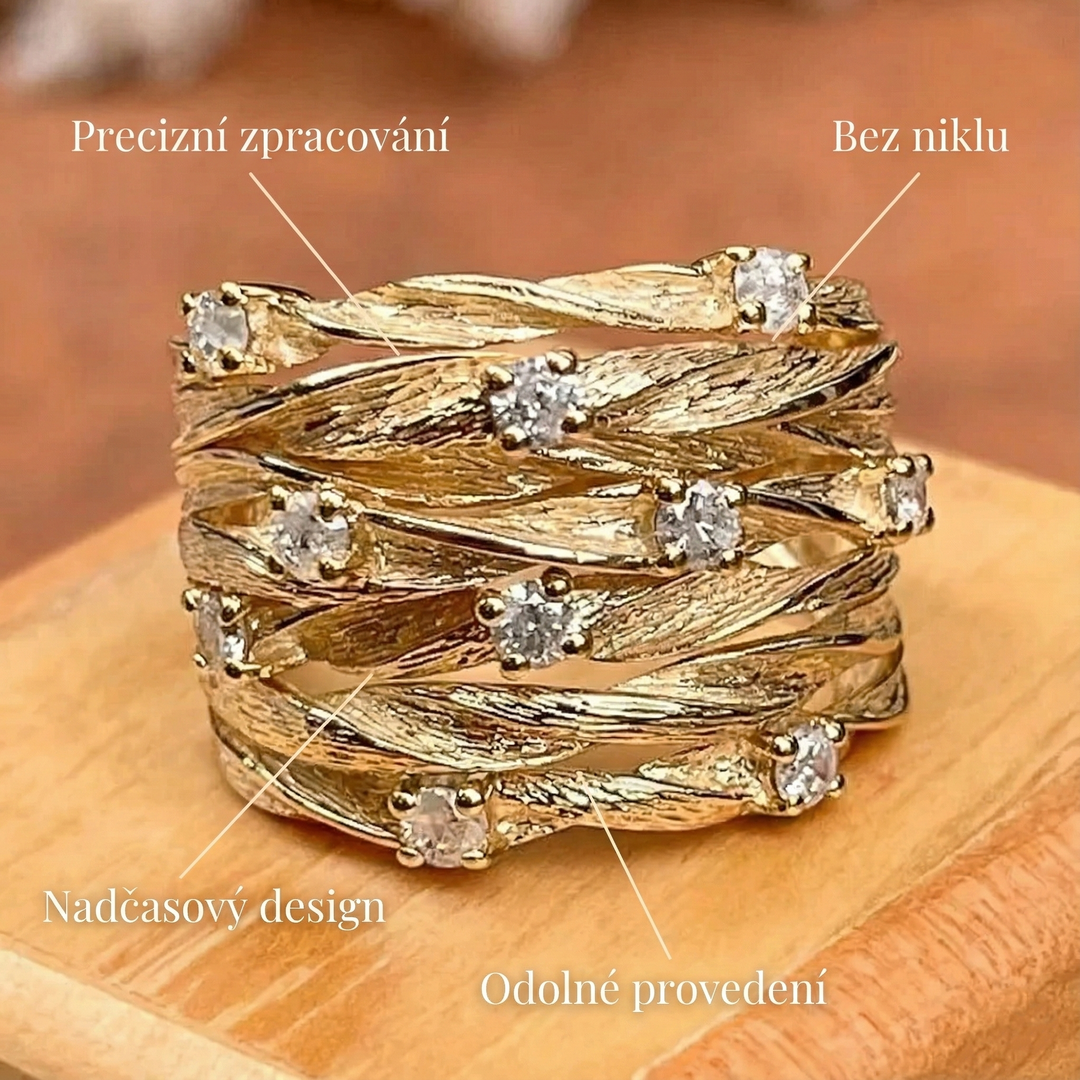 Johana vintage zlatý prsten se zirkonem