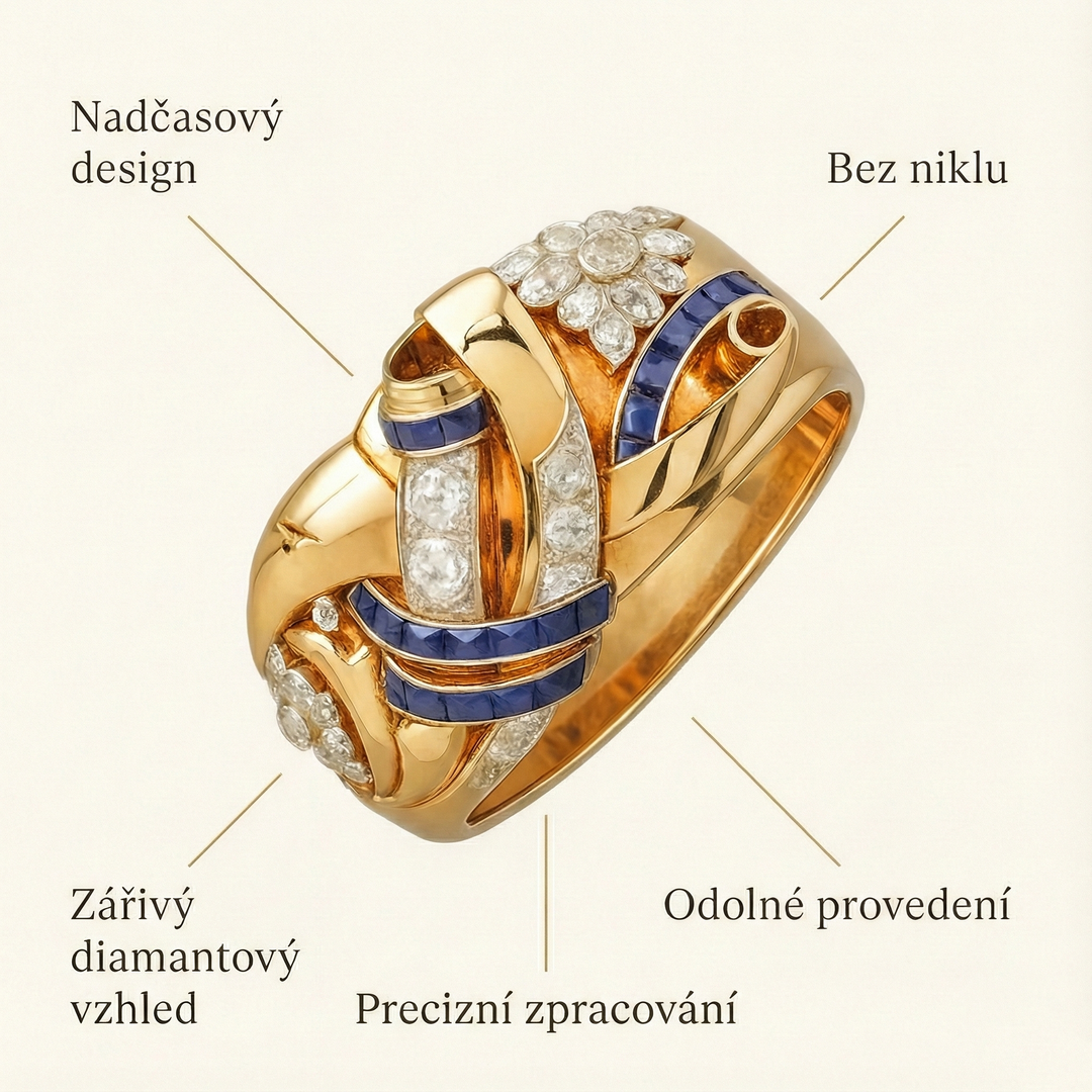 Marie zlatý vintage prsten se zirkonem