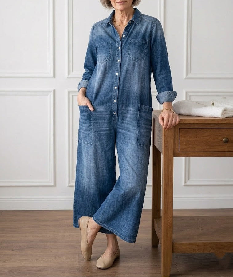 Anaïs | Vintage denim kombinéza s knoflíky